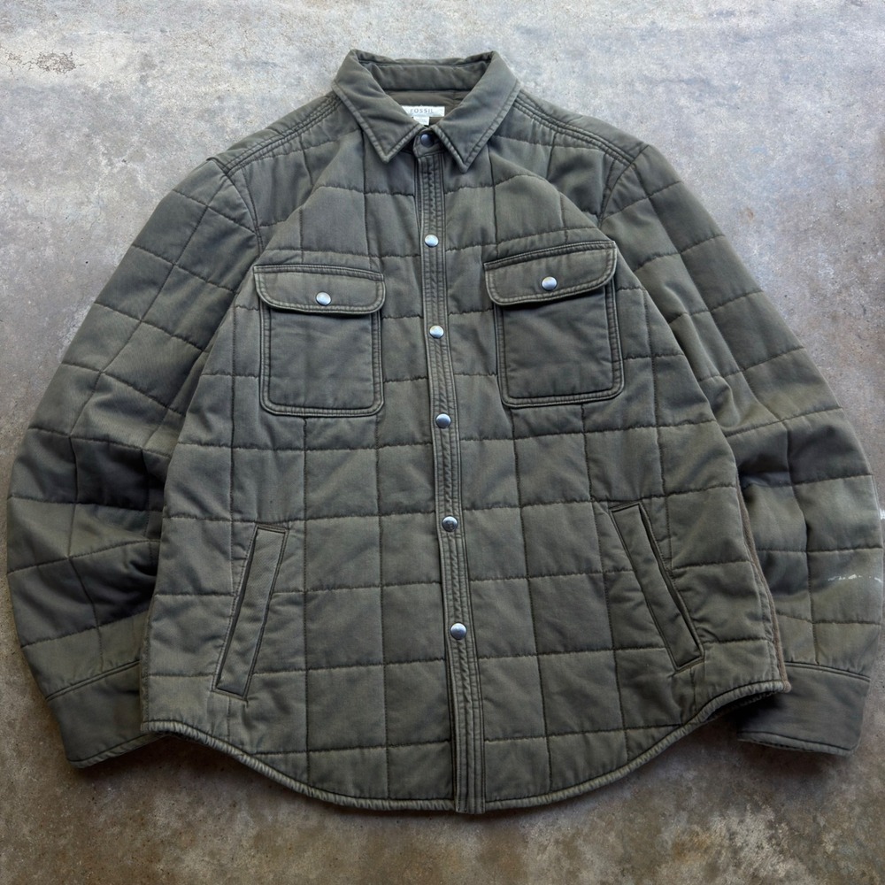 Vintage RRL Ralph Lauren Quilted Shirt Jacket Exact Style Fossil Green XL (f10)